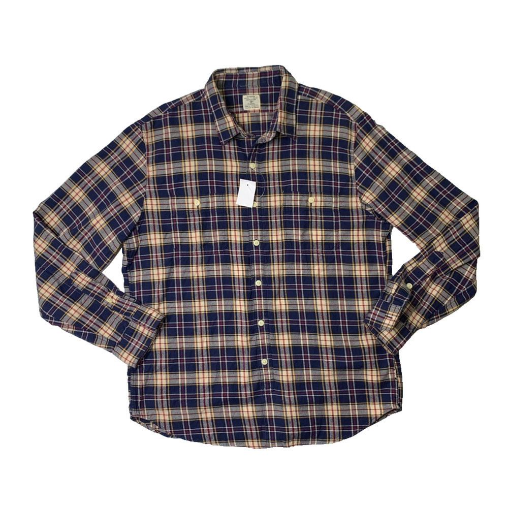 J Crew Shirt Mens XL Extra Large Flannel Cotton Plaid Button Up Long Sleeve